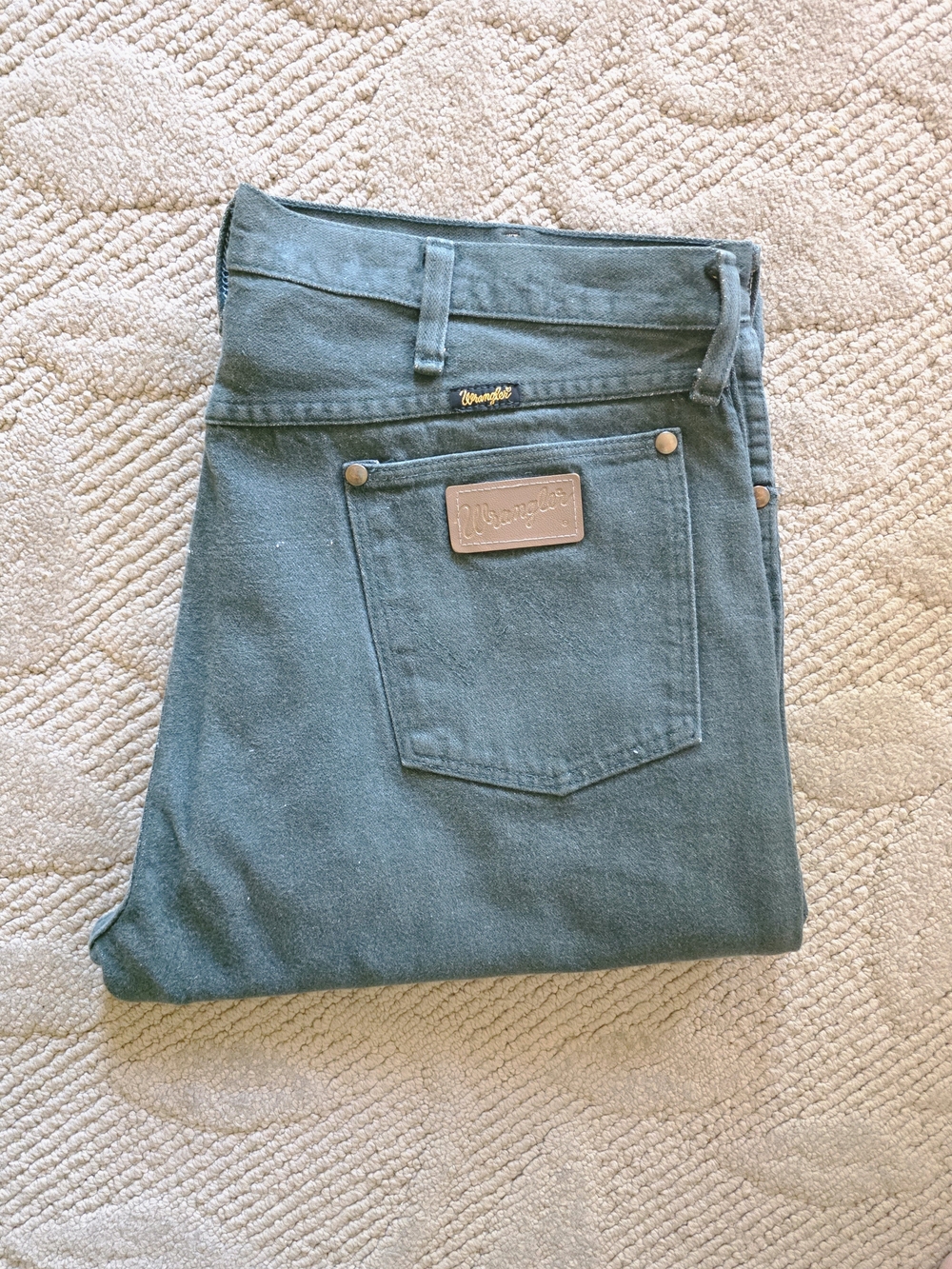 Wrangler Vintage 13MWZ Cowboy Cut Jeans 38×30 Actual 38x28 Made in USA Green